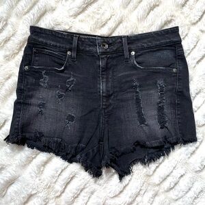 LAST CHANCE: Guess Black Distressed Denim Cutoff Shorts